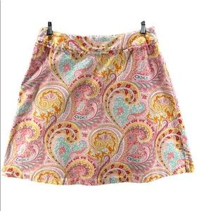 Alanni Casual Skirt Womens Pink Mulit Color Paisley Cotton Spandex